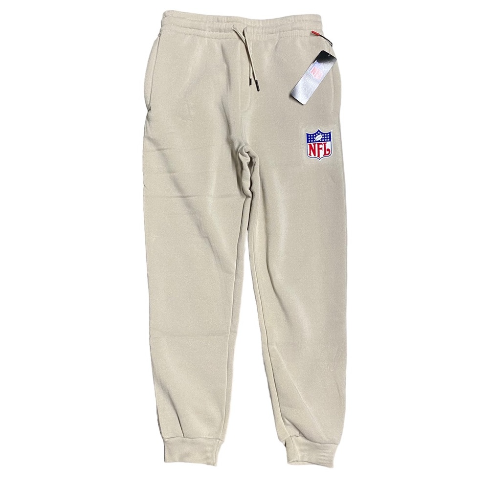 New $75 NFL Logo Dropped Crotch Slim Fit Sand Polyester Joggers BOY L(14/16)